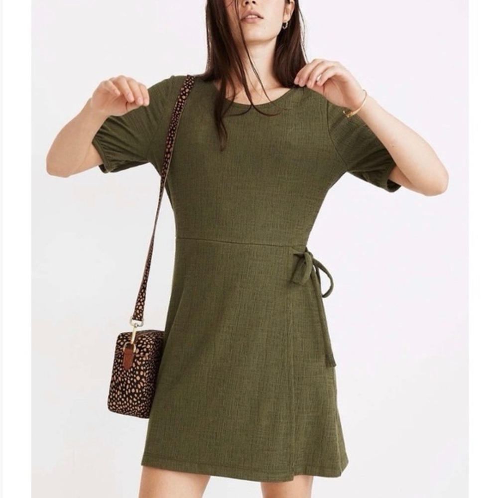 Madewell Olive Mini Dress with Waist Tie